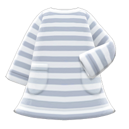 Animal Crossing Items Striped Dress Gray