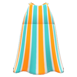 Animal Crossing Items Striped Maxi Dress Orange