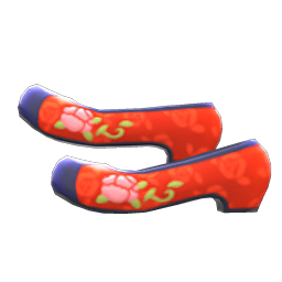 Animal Crossing Items Traditional Flower Shoes Red