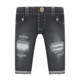 Animal Crossing Items Worn-out Jeans Black