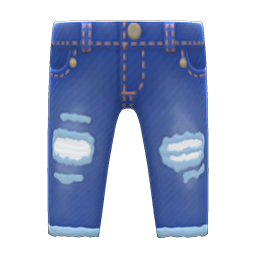 Animal Crossing Items Worn-out Jeans Blue