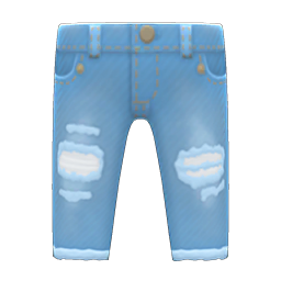 Animal Crossing Items Worn-out Jeans Light blue