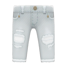 Animal Crossing Items Worn-out Jeans White