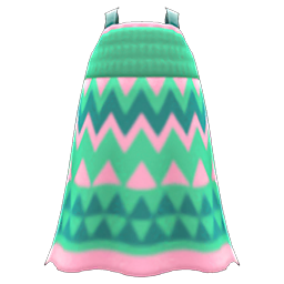 Animal Crossing Items Zigzag-print Dress Green